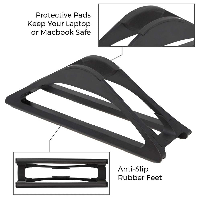 HumanCentric Vertical Laptop Stand for Desks (Matte Black) | Adjustable Holder to Dock Apple MacBook, MacBook Pro, and Other Laptops to Organize Work & Home Office
