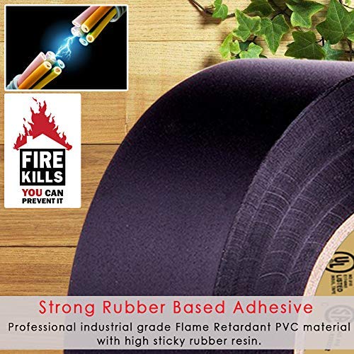 Black Electrical Tape by LYLTECH, 66 feet x 3/4 inch x 0.07 mil-600V,Pass UL/CSA Certification. Waterproof,Flame Retardant,Strong Adhesive, 14℉ to 176℉(Black) Black