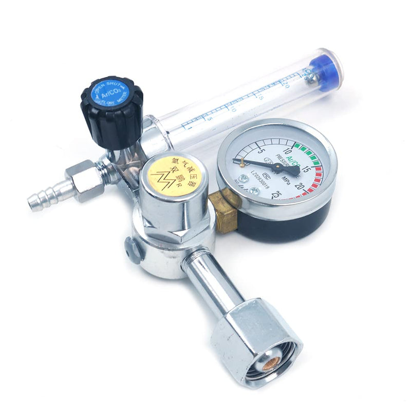 Argon Regulator Gas Reducer, MIG Mini Gas Bottle Regulator with Gauge, Welding Pressure Gauge, Argon CO2 Mig Tig Flow Meter Pressure Gauge