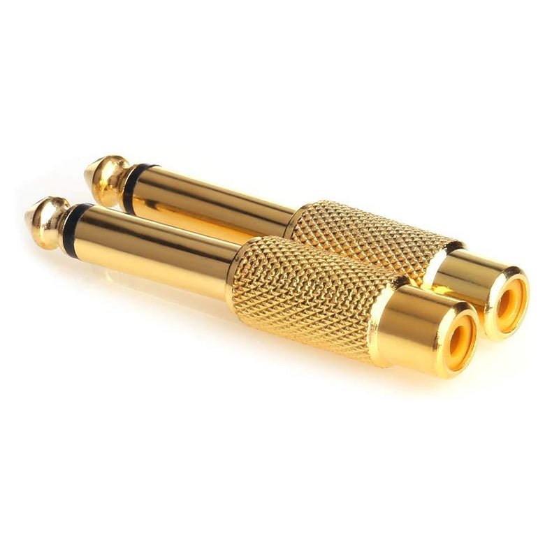 1/4 to RCA, NANYI- RCA to 1/4 Adapter RCA Female to 6.35mm 1/4 inch Male Mono TS Interconnect Audio Adapter Conversion Plug Adaptor Gold Plated-4 Pack 6.35M-RCA F-Gold-4Pack