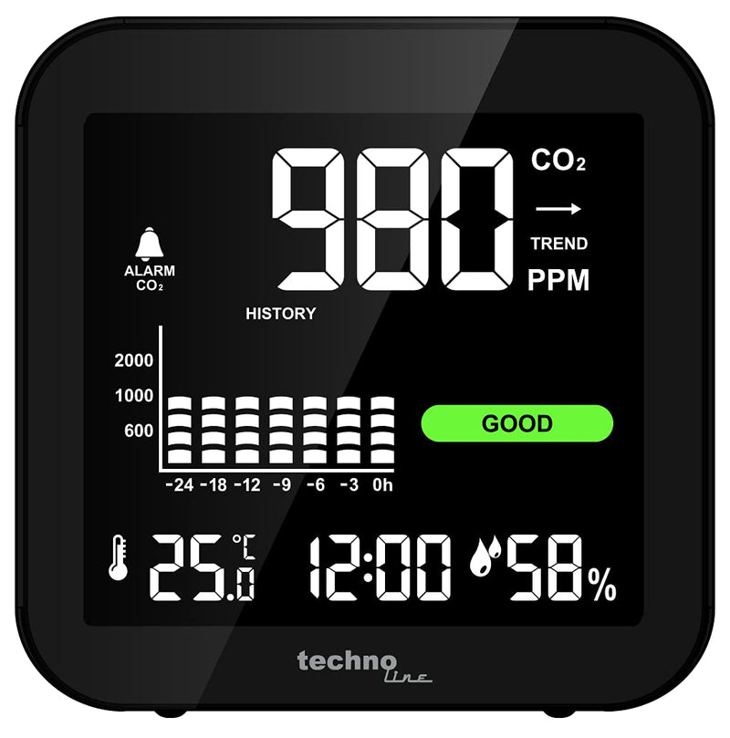 Technoline Monitor WL1025 Co2 monitor, Co2 knife, Co2 measuring device, battery, black single