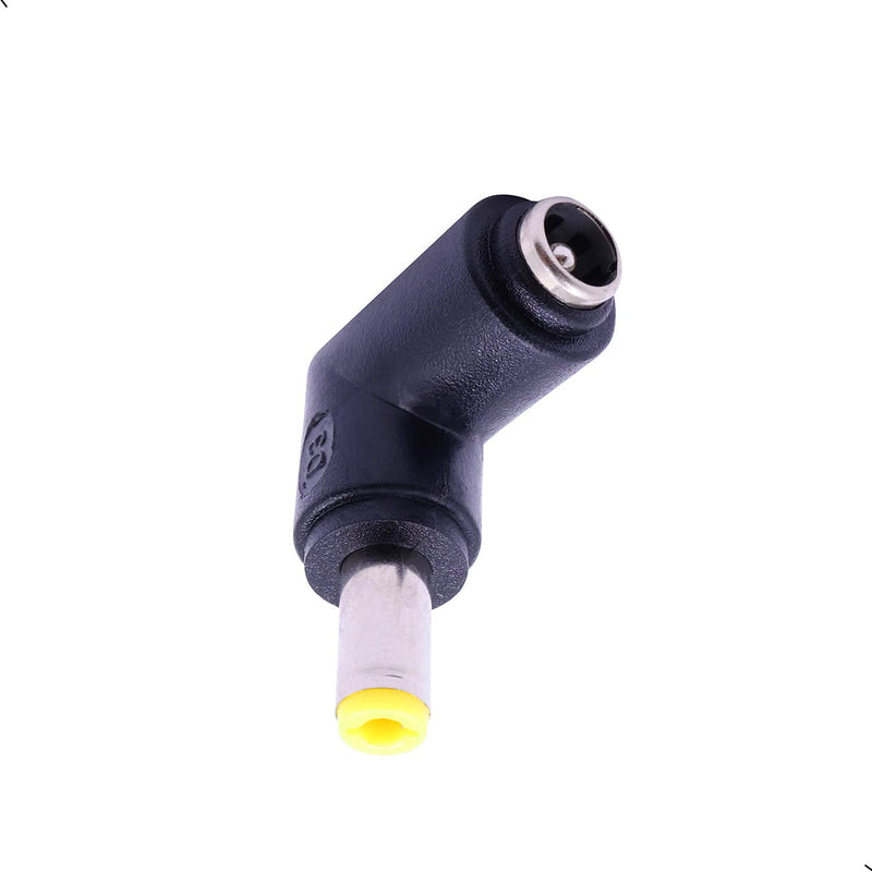 2Pcs DC Power Connector Adapter 90 Degree Angle 5.5mm x 2.5mm Male Plug to 5.5mm x 2.1mm Female Jack Coupler Converter (L Type 2.5 to 2.1mm Yellow)