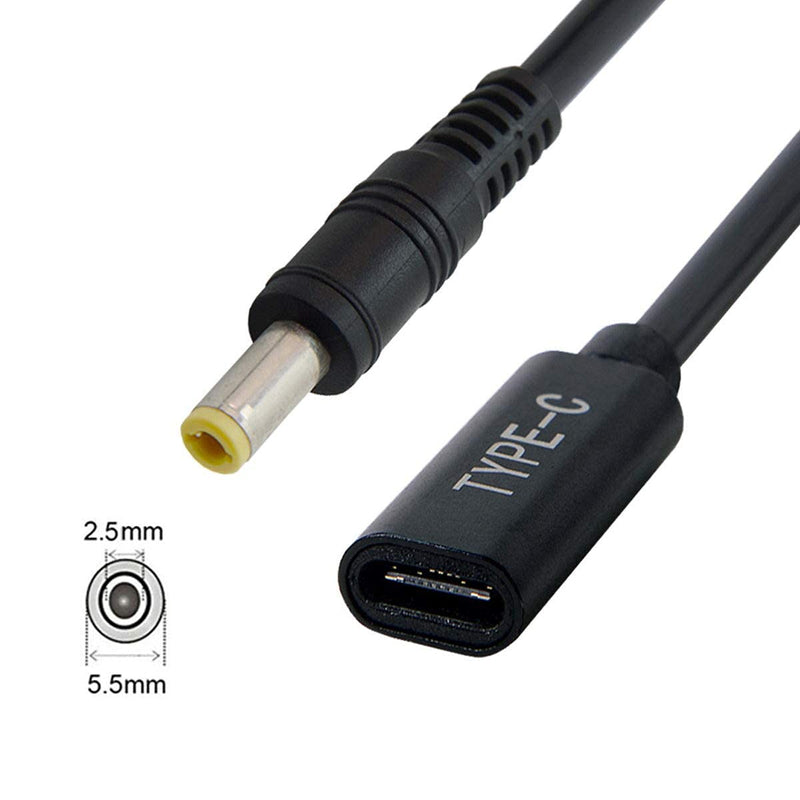 chenyang CY USB C to DC 20V 5.5x2.5mm PD 65W Charge Cable Black DC 5.5x2.5mm
