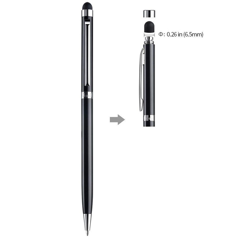 ChaoQ Stylus Pens for Touch Screens (5 Pcs), 2 in 1 Slim Capacitive Stylus Ballpoint Pens (Black Ink), with 10 Replaceable Rubber Tips (Black,Silver,Blue,Gold,Green) black, silver, blue, gold, green