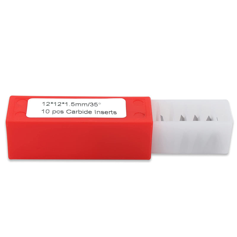 BINSTAK 12mm Square Corners Carbide Inserts 4 Edges (12mm lengthX12mm widthX1.5mm thick-35 Degree Cutting Angle), Pack of 10, Straight-Hole