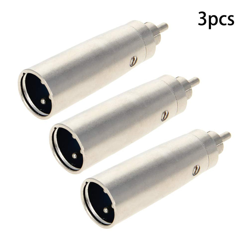 Fielect 3Pcs XLR Male to RCA Male Adapter Connector - 3 Pin XLR to RCA Adapters Coupler Microphones Plug in Audio Connector Mic Male Plug LY-KN5032 3Pcs