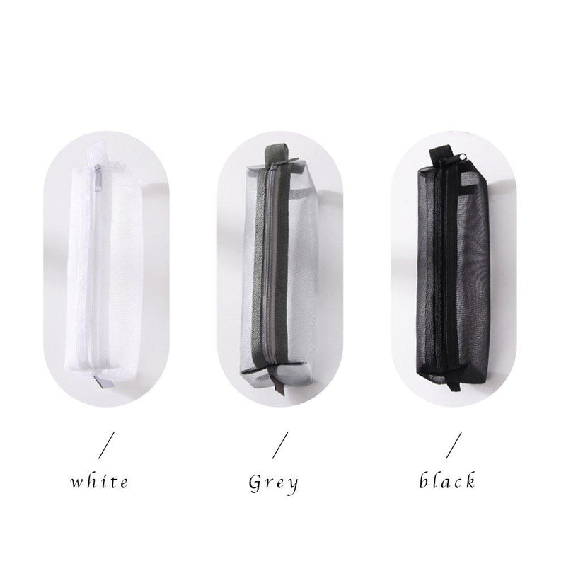 Kinhshion Mesh Pen Bag Pencil Case Makeup Tool Bag Storage Pouch Purse Suqal-multcolor-3pcs