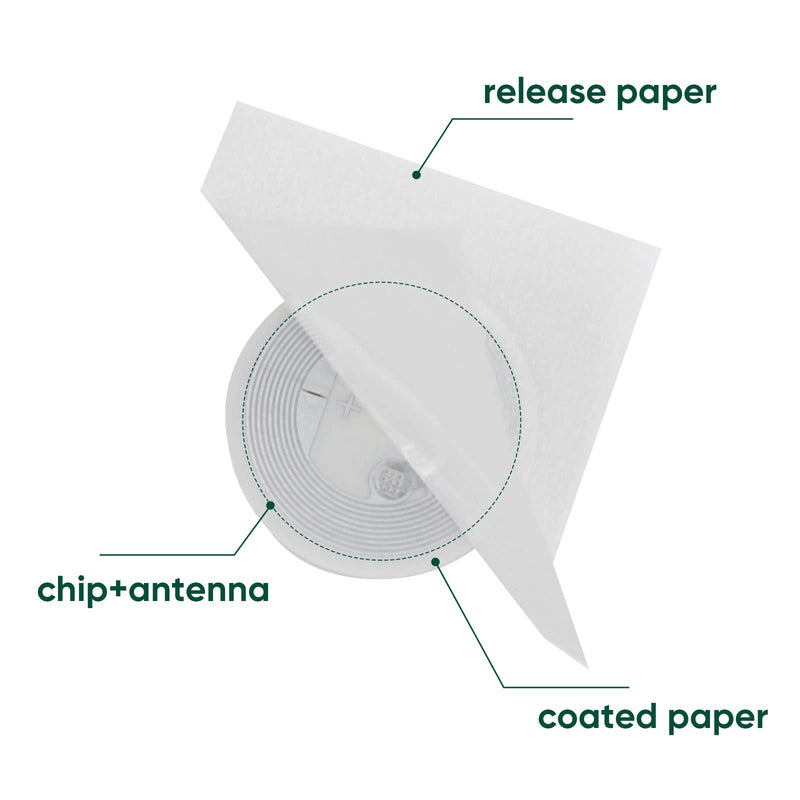 NFC NTAG213 Stickers/Tag/Adhesive Label RFID Tags with nxp213 Chip 180 Bytes Fast Read/Write/Lock Compatible with All NFC-Enabled Smartphones and Devices (50) 50