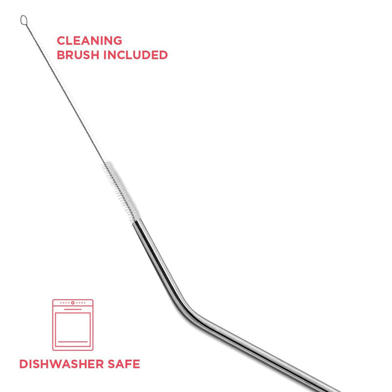 SipWell Stainless Steel Drinking Straws, Set of 4, Free Cleaning Brush Included 8.46 Inches Long - 6mm