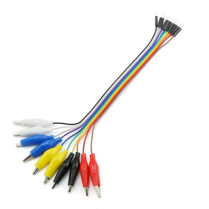 Longdex 20PCS 8 Inch Jumper Wire Male to Alligator Clip, 20cm Jumper Wire Female to Crocodile Clip for Test Lead Arduino Raspberry pi
