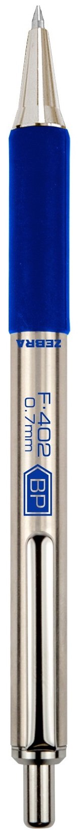 Zebra Pen F-402 Ballpoint tainle Teel Retractable Pen, Fine Point, 0.7mm, Blue Ink, 2-Count 2-Pack