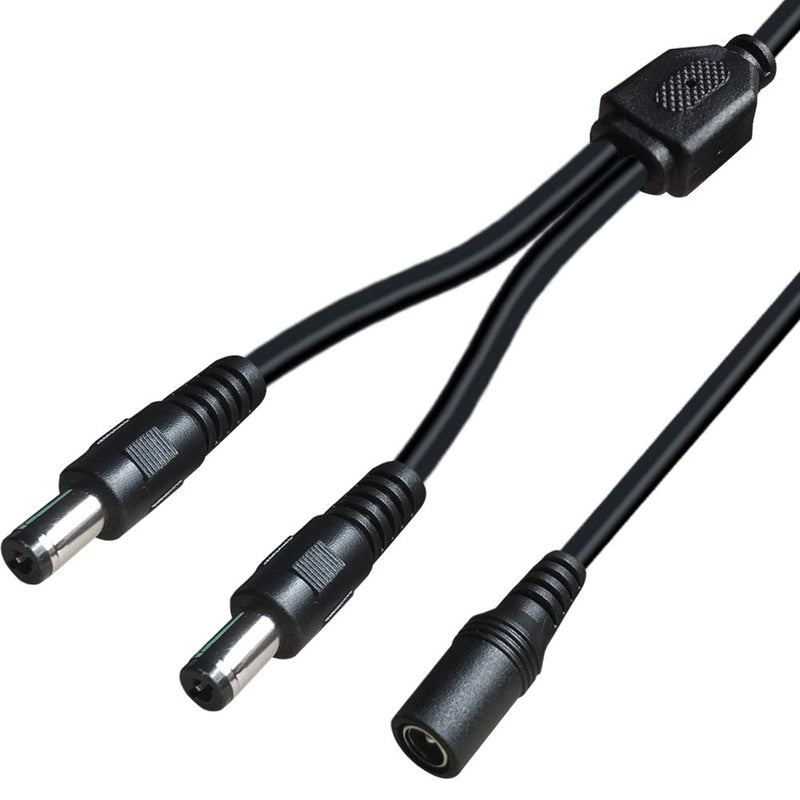 SIOCEN 3 Pack DC Power 1 Female to 2 Male 5.5mm x 2.1mm DC Power Supply Splitter Cable Cord, Y Splitter Adapter Wire,2 Way Y-Cable for Security CCTV Parking Camera, LED Strip Light Black
