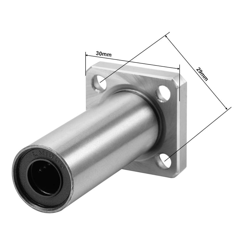 uxcell LMK10UU Extra Long Square Flange Linear Ball Bearings, 10mm Bore Dia, 19mm OD, 55mm Length(Pack of 2)