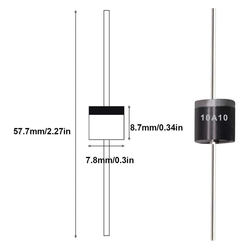 Tnisesm 20 Pcs 6A10, 10A10, 20A10 Rectifier Diode Kit 1000 Volt Electronic Silicon Diodes 6A10-10A10-20A10