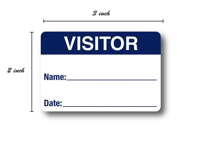 500 Visitor Pass/Blue and White Identification Stickers/Easy to Write On Labels