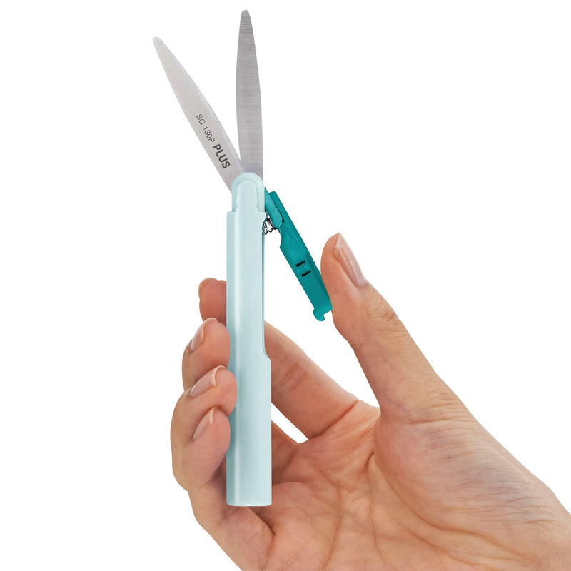 PLUS Pen Style Compact Twiggy Scissors with Cover 3-Pack Turquoise