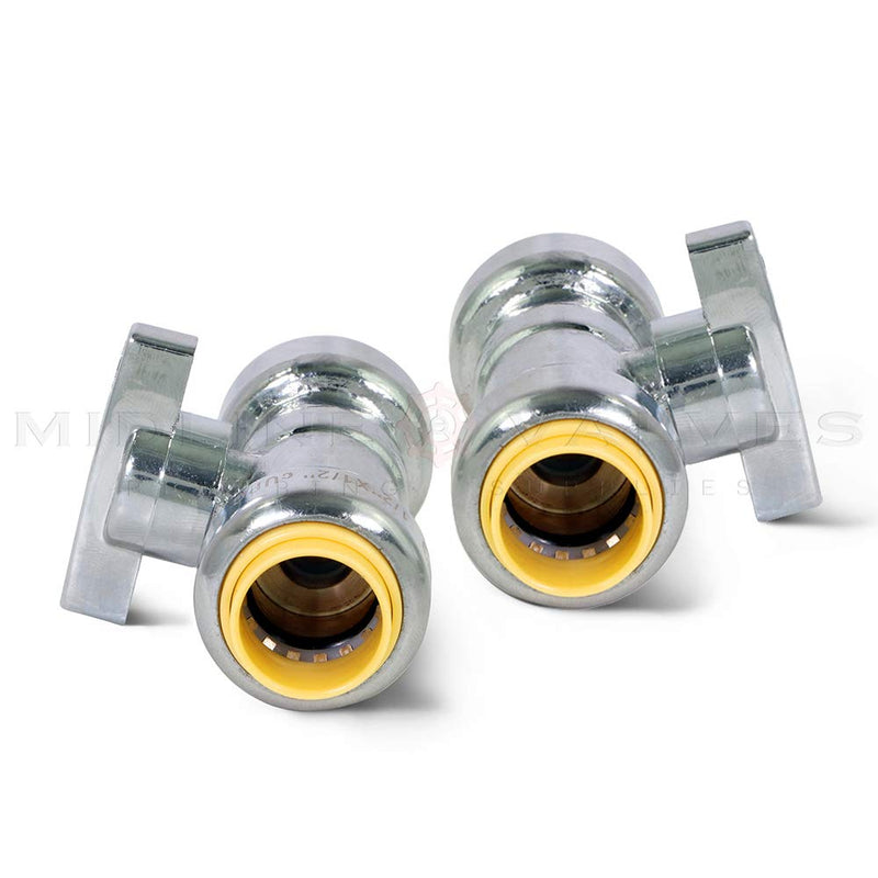 Supply Giant VQTTQ1212-2 1/4 Turn Straight Stop Valve Water Shut Off 1/2 x 1/2 Inch Push Chrome Pack of 2, 1/2 in. Push x 1/2 in. Push