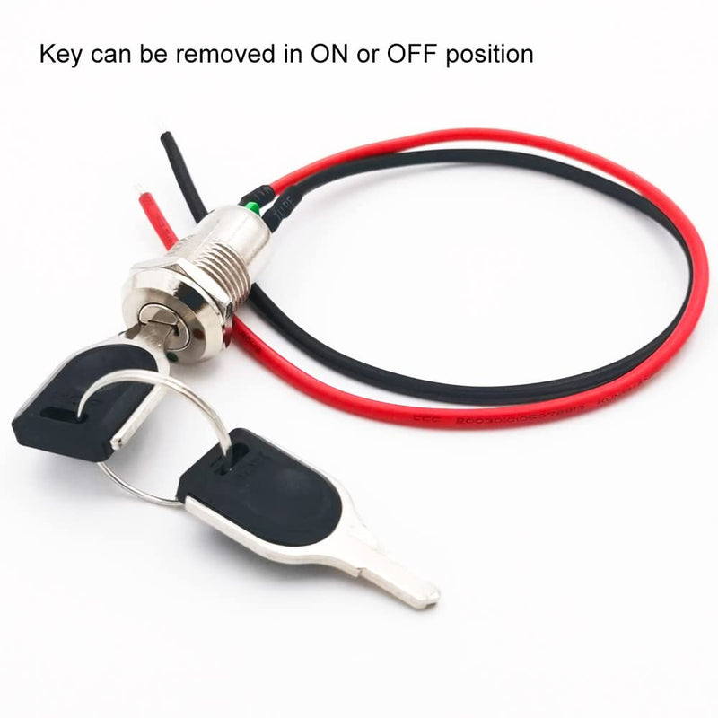 Gebildet Metal Key Switch 12mm ON/OFF Pre-Wired Key Switch Lock Latching Key Switch (Pack of 4) Silver - Key Switch