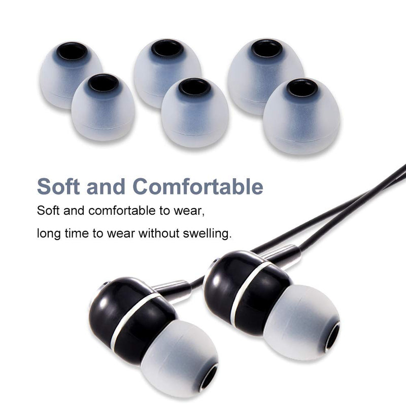 Earbud Tips Soft Silicone Earbuds Replacement Tips Fit for in-Ear Headphones(Inner Hole from 3.8mm - 4.0mm Earphones) 9 Pairs S/M/L,Gray/Black Small/Medium/Large Transparent Black