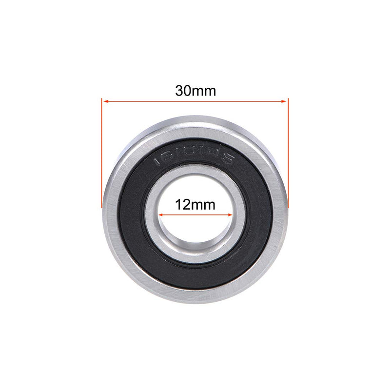 uxcell 16101-2RS Deep Groove Ball Bearing 12x30x8mm Double Sealed Chrome Steel Z2 Lever Bearings 2pcs 12mmx30mmx8mm