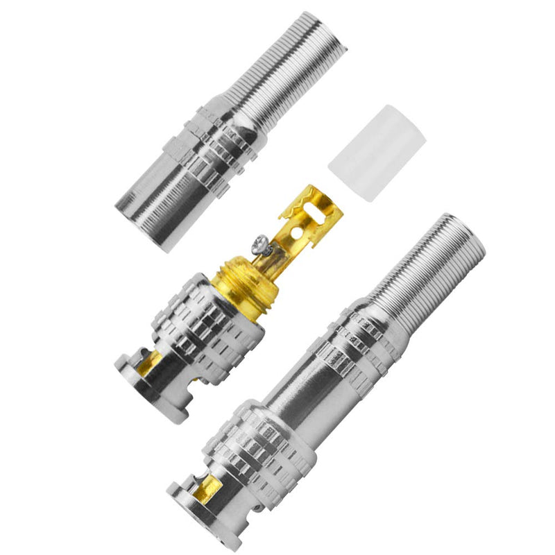 WMYCONGCONG 20 PCS BNC Male Coaxial Connectors RG59 RG6 Coaxial Terminal Screw On Brass Connector for CCTV Security Video Surveillance Camera Use