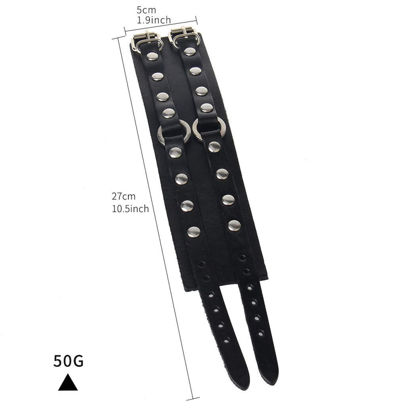 GelConnie Punk Leather Cuff Bracelet Adjustable Straps Wrap Bracelets Arm Armor Cuff Gothic Leather Wristbands for Men, Women Round Parts Leather Wristband-Black