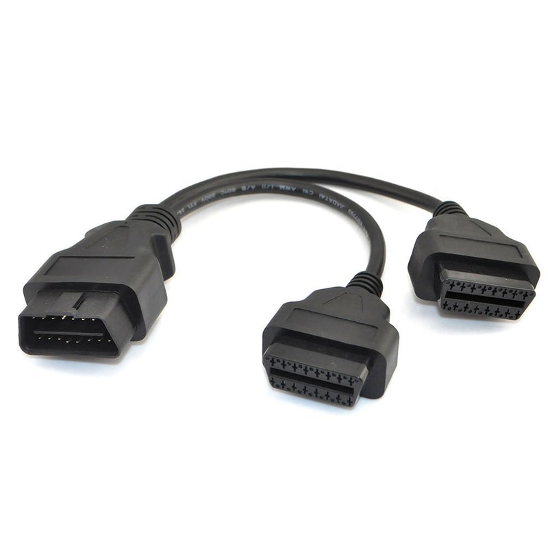iKKEGOL 30cm/12 OBD2 OBD II Splitter Extension Y J1962 16 Pin Cable Male to Dual Female Cord Adapter