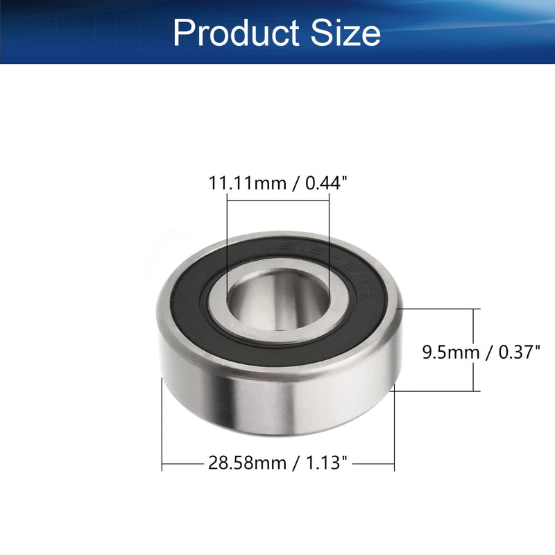 2Pcs 1615-2RS Deep Groove Ball Bearing, 11.11x28.58x9.53mm(IDxODxTHK) Bettomshin Double Sealed GCr15 P0 Deep Groove Rolling Bearings for Skateboards, Inline Skates, Fixed Shaft