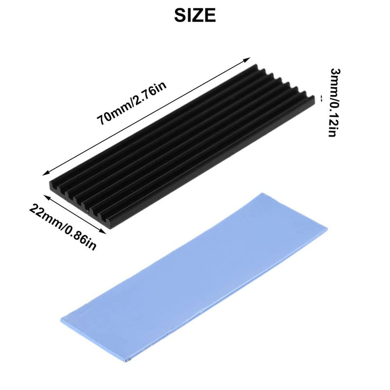M2 SSD heatsink, 3 sets of M.2 thermal pads, cooler set heatsink, aluminum cooler with silicone thermal pad, semiconductor device cooler, heatsink 2280 PCIE NVME CPU cooling for 2280 M.2 SSD M2 heatsink rectangular