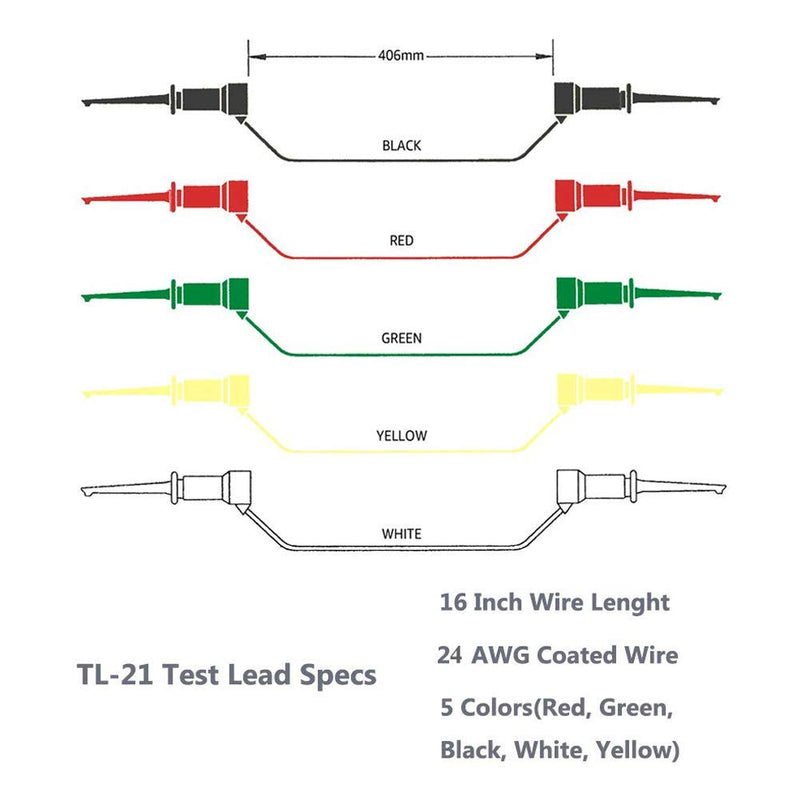Dahszhi Testing Hook Clip Probe Test Leads Electronics Silicone Test Leads 50cm/19.7Inch Length - 5pcs 1.64ft Length Long Hook