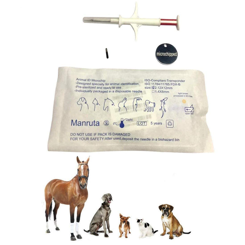 5 Pack Pet Microchip 134.2Khz Animal ID Chips with Syringe for Animal Identification ISO 11784/11785 and FDX-B Standard 2.12X12mm 2.12X12 mm 5 pack