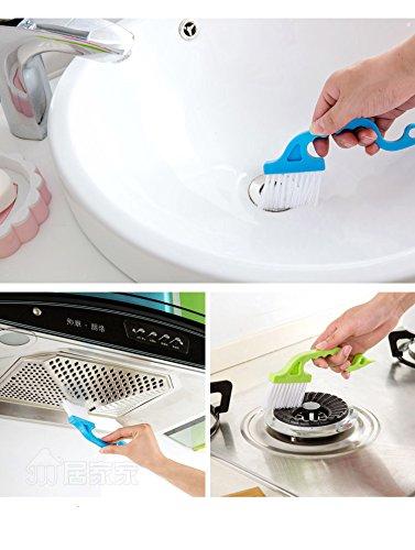 Rienar 2pcs Window Track Cleaning Brushes, Hand-held Groove Gap Cleaning Tools Door Track Kitchen Cleaning Brushes Set(Blue)