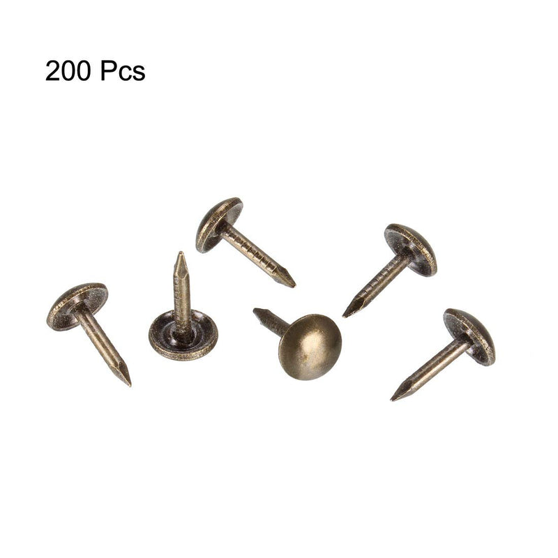 uxcell Upholstery Nails Tacks 6mm Dia 8mm Height Antique Round Thumb Push Pins Bronze Tone for Furniture Sofa Headboards, 200 Pcs