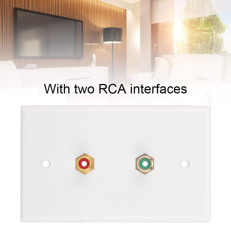 2-Port RCA Panel, Multi-Functional RCA Connector Wall Plate Insert Interfaces for Office Building Subwoofer Audio Port, US Standard, White