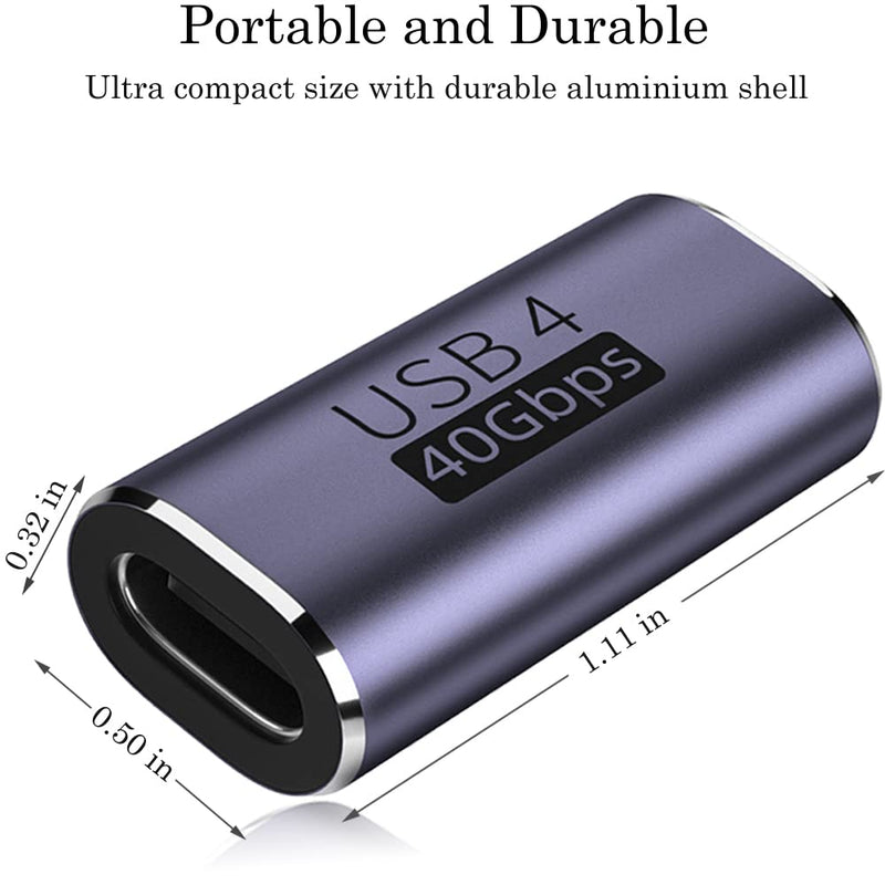 USB C Coupler (2 Pack), AuviPal USB Type C Female to Female Adapter Extender Compatible with Thunderbolt 4/3 Support up to 40Gbps Data Transfer, 100W Power Delivery and 8K@60Hz Video Pass Through