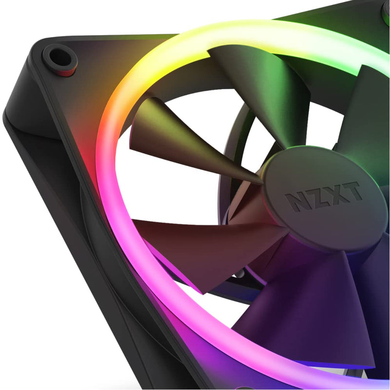 NZXT F120 RGB Fans - RF-R12SF-B1 - Advanced RGB Lighting Customization - Whisper Quiet Cooling - Single (RGB Fan and Controller REQUIRED & NOT INCLUDED) -120mm Fan - Black 120mm Single Pack Black