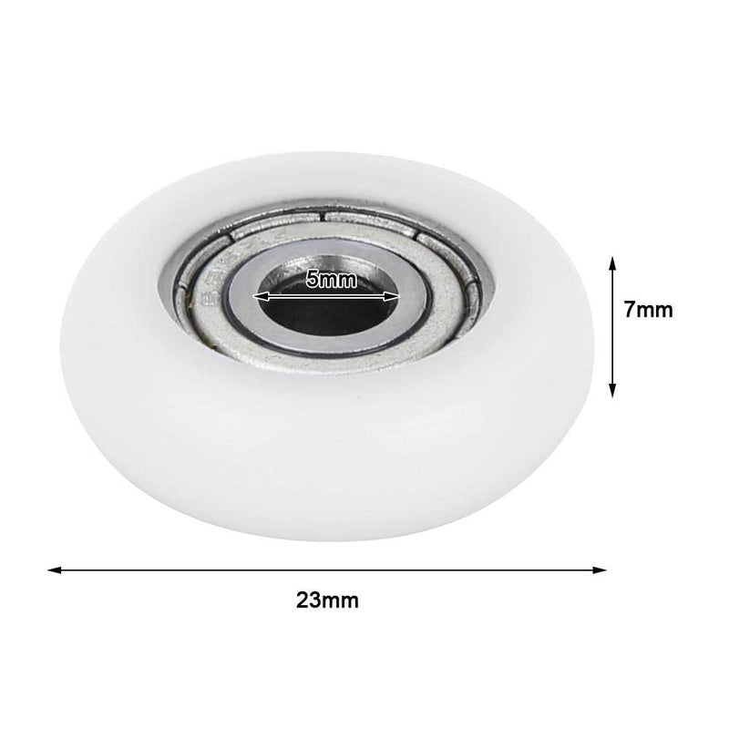 Nylon Ball Bearings, 10Pcs Nylon Plastic Pulley Roller Embedded Deep Groove Ball Bearings High Carbon Chromium Bearing Steel (GCr15) 5×23×7mm