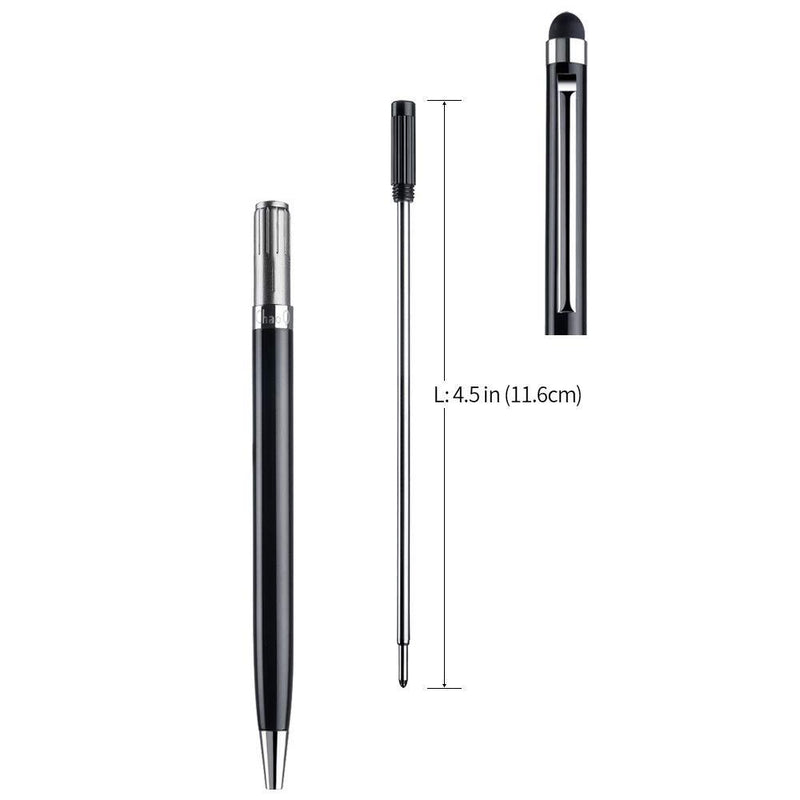 ChaoQ Stylus Pens for Touch Screens (5 Pcs), 2 in 1 Slim Capacitive Stylus Ballpoint Pens (Black Ink), with 10 Replaceable Rubber Tips (Black,Silver,Blue,Gold,Green) black, silver, blue, gold, green