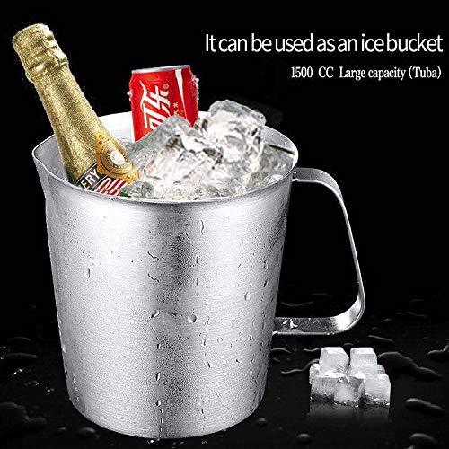 KSENDALO 1L Measuring Cup Milk Frothing Pitcher, Stainless Steel Water Pitcher 1000ml/32oz, ML Scale, Ounce Scale with Marking with Handle