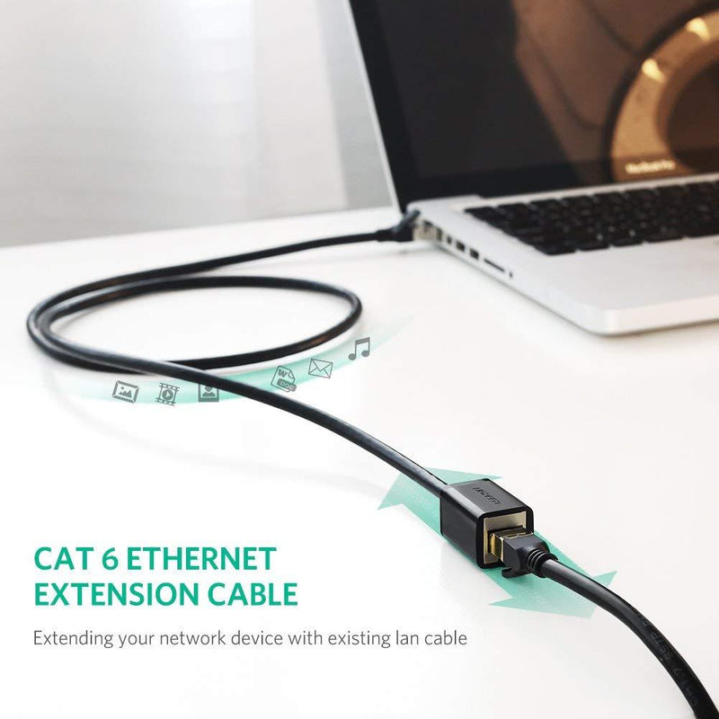 UGREEN Ethernet Extension Cable Cat6 LAN Cable Extender Cat 6 RJ45 Network Patch Cord Male to Female Connector for Router Modem Smart TV PC Computer Laptop 10FT