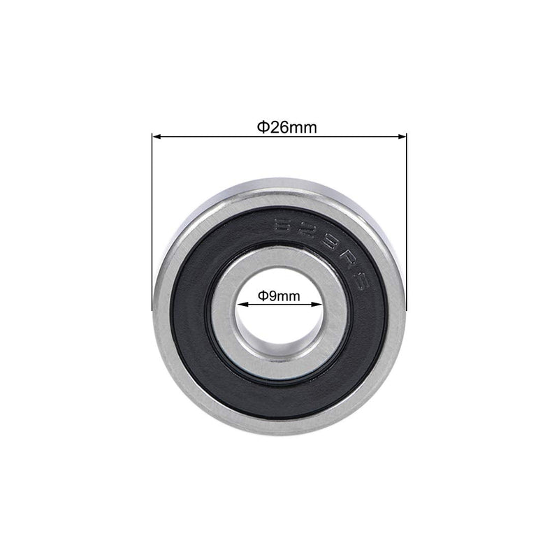 uxcell 629-2RS Deep Groove Ball Bearings 9mm x 26mm x 8mm Double Sealed Chrome Steel P6(ABEC3) 2pcs 9x26x8mm