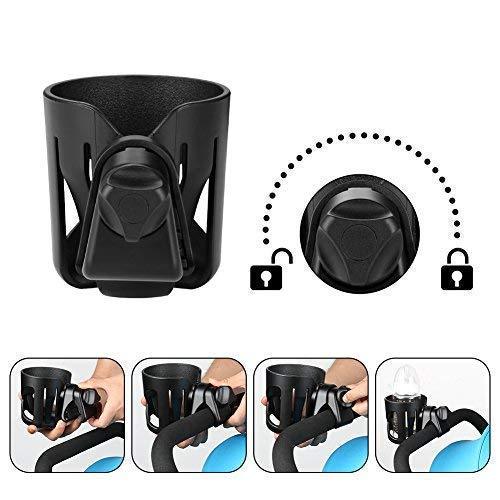 Universal Cup Holder by Accmor, Stroller Cup Holder, Large Caliber Designed Cup Holder, 360 Degrees Universal Rotation Cup Drink Holder,Black Black