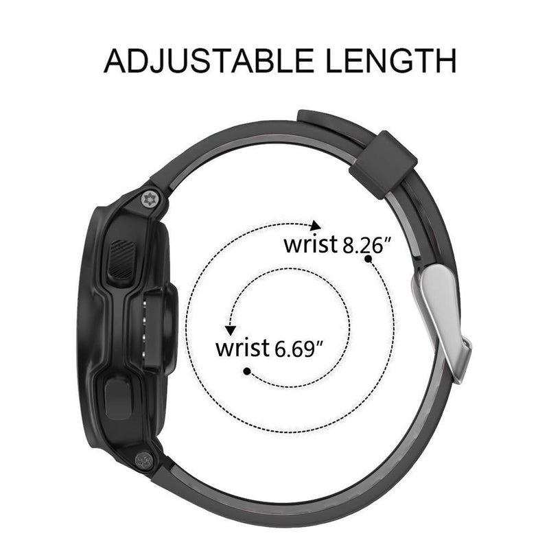 ISABAKE Compatible Forerunner 735XT Band Soft Silicone Sport Watch Strap Wristbands for Forerunner 220 230 235 620 630 Approach S20 S5 S6(Black/Gray) Gray/Black