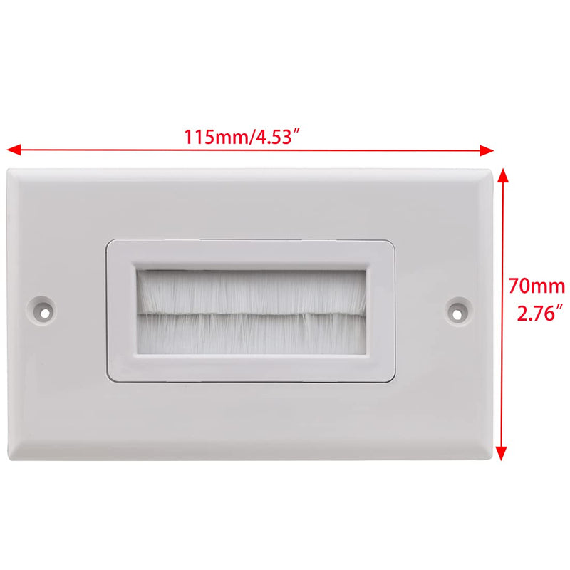 Aifeier ET 2 Pack Single Brush Wall Plate, Cable Pass-Through Insert for Single Gang Cable Access Strap, Wires, Wall Socket of HDTV, HDMI, Home Theater System