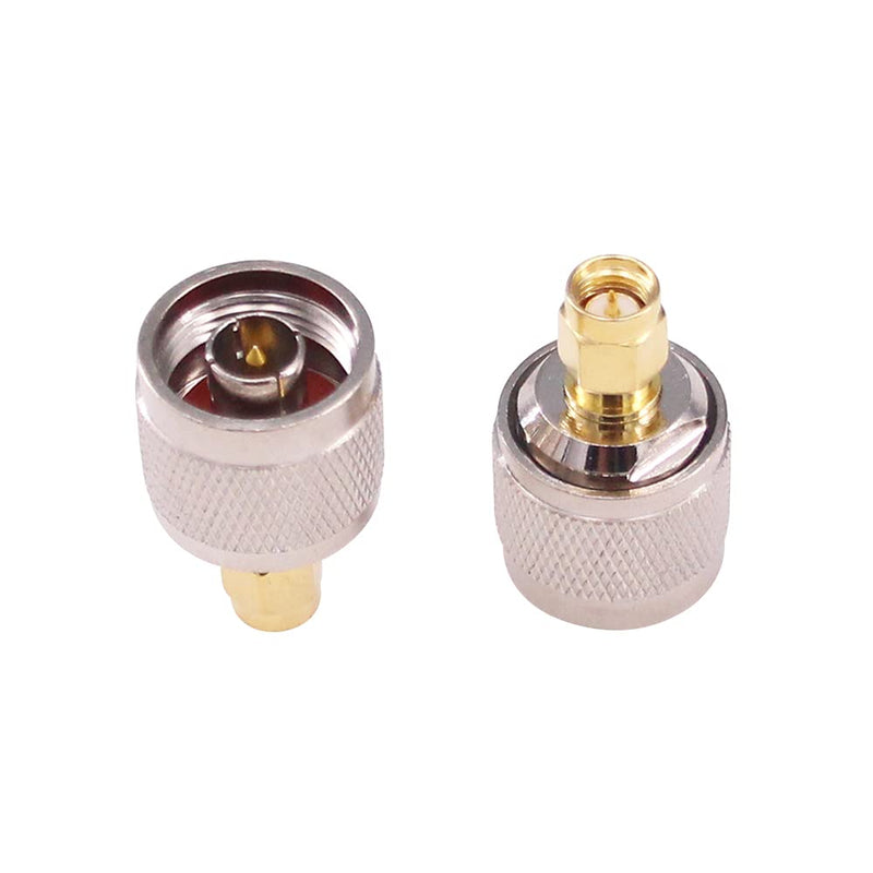 RFaha 2pcs SMA to N Coax Adapter SMA Male to N Type Male RF Coaxial Connector for WiFi(F115-2), silver and gold