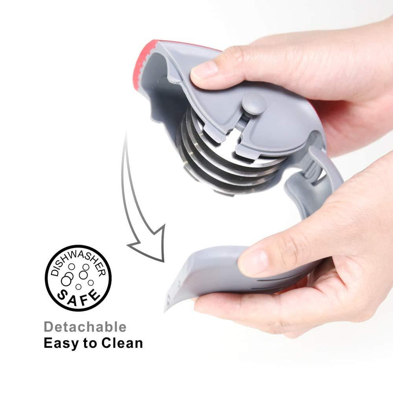 3-in-1 Herb Mincer-Roller Cutter, Leaf Stripper, Scraper- Retractable Blade for Safe Storage, Detachable for Easy Cleaning, 4 Sharp Stainless Steel Blades, Soft-touch Handle - by KITCHENDAO Herb Mincer-red