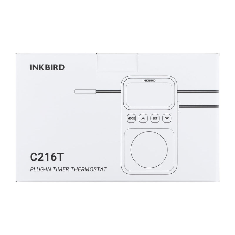 Inkbird ITC-C216T thermostat socket, temperature controller with sensor, temperature controller with timer heating cooling LCD screen, for refrigerator, reptile