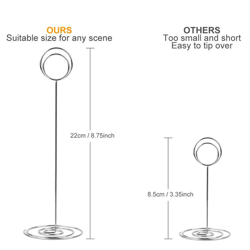 10 Pack 8.75 inch Tall Table Number Holders Place Card Holder Table Picture Holder Wire Photo Holder Clips Picture Memo Note Photo Stand (Silver) Silver