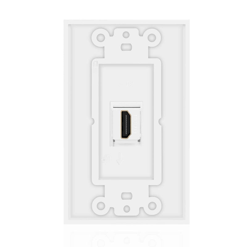 TENINYU HDMI Wall Plate 1 Port, HDMI Socket Plug Insert Jack Outlet Panel Mount Support 4K 60Hz HDR 1080P 3D Ethernet Built in High Speed Cable Extension Coupler for Projector & Home Theater (1 Port)