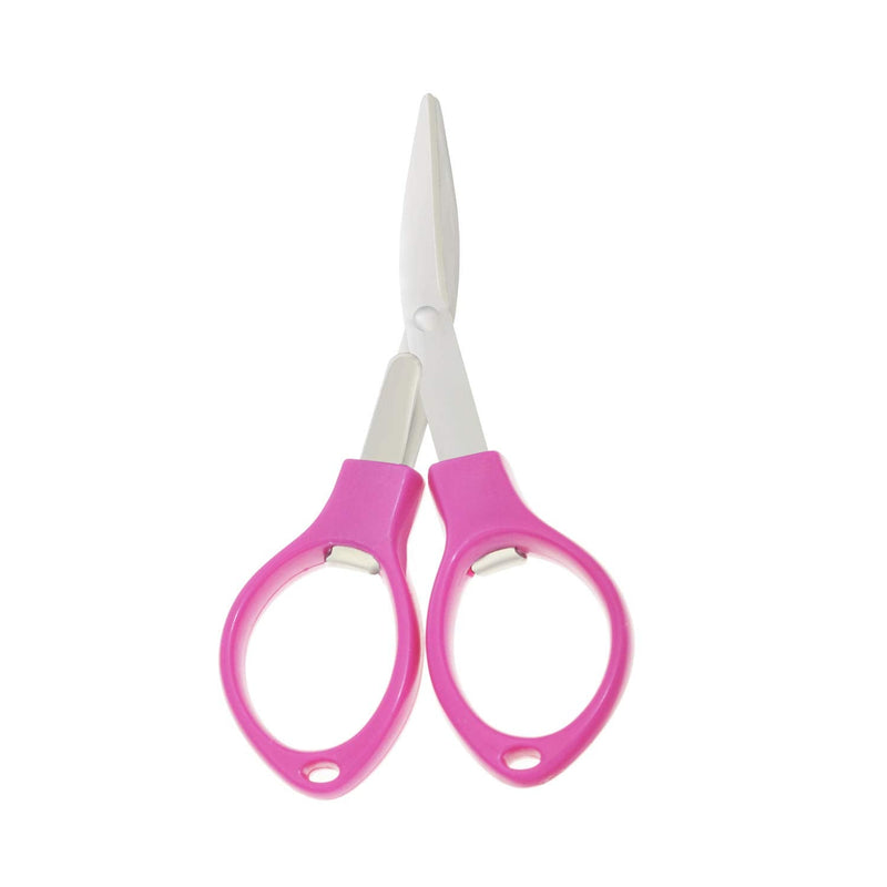 Motanar Pack of 2 Folding Safety Scissors Foldable Pocket Sharp Blade Travel Scissors Cutter - Can Hang on Your Key Chain (Rose) Rose